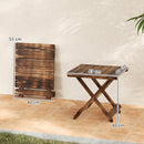 Outsunny Wooden Folding Garden Table, Folding Side Table, Carbonised Finish