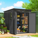 Outsunny 6 X 6 Ft Plastic Garden Shed With Floor, Lockable Doors, Dark Grey