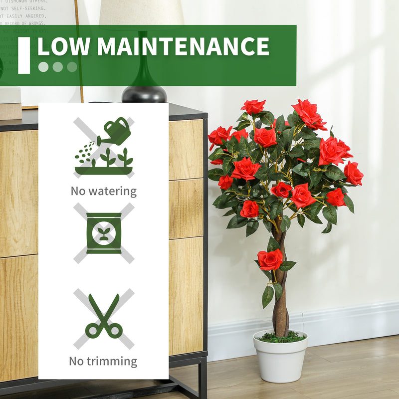 Outsunny Set of 2 90cm Artificial Rose Tree, Fake Decorative Plant