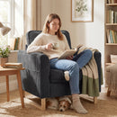 HOMCOM Accent Chair with Metal Legs and Spring Dark Grey