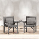 Outsunny Wooden Garden Bistro Set, 2 Seater W/ Umbrella Hole, Light Grey