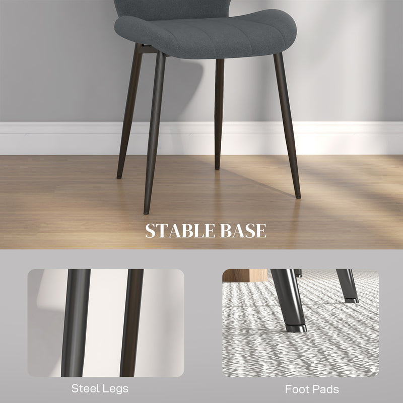 HOMCOM Modern Style Kitchen Chairs Set of 4 with Flannel Upholstered, Dark Grey