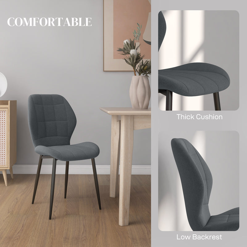 HOMCOM Modern Style Kitchen Chairs Set of 4 with Flannel Upholstered, Dark Grey
