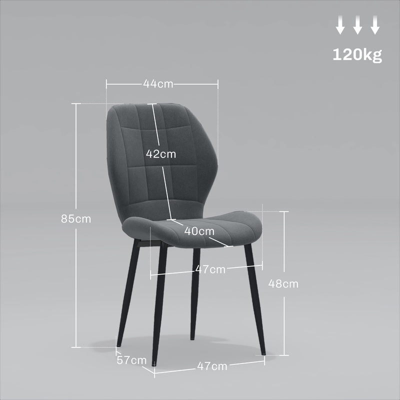 HOMCOM Modern Style Kitchen Chairs Set of 4 with Flannel Upholstered, Dark Grey