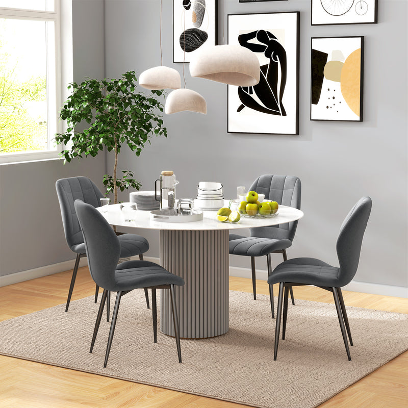 HOMCOM Modern Style Kitchen Chairs Set of 4 with Flannel Upholstered, Dark Grey