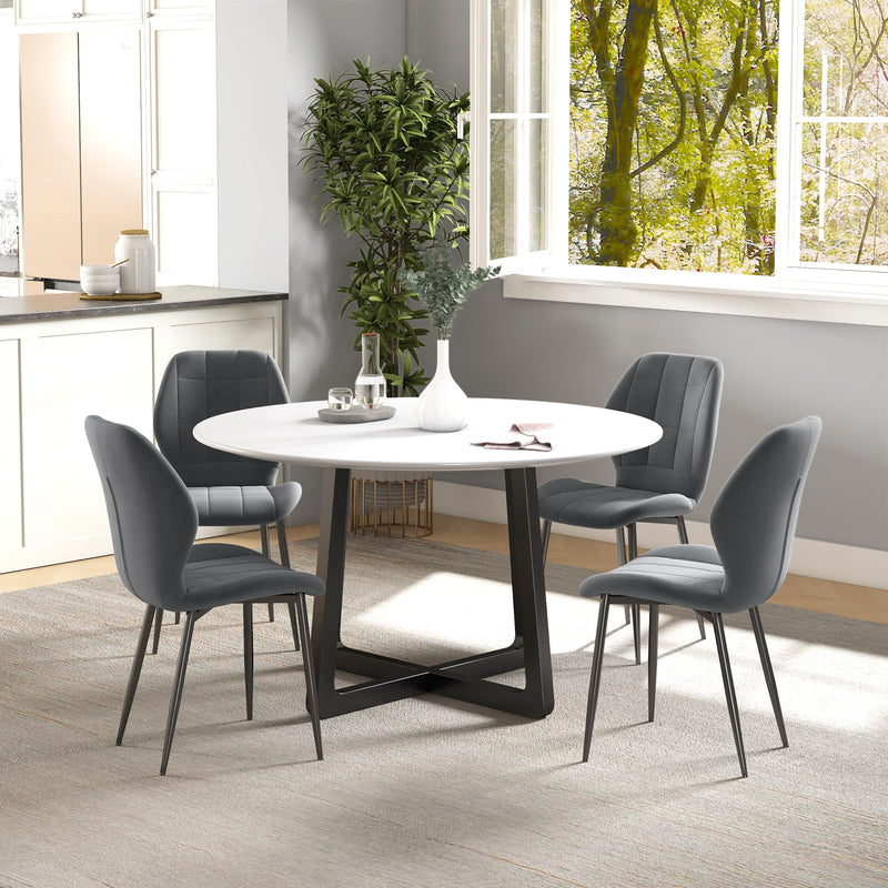 HOMCOM Modern Style Kitchen Chairs Set of 4 with Flannel Upholstered, Dark Grey