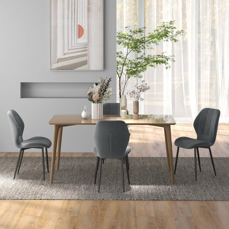 HOMCOM Modern Style Kitchen Chairs Set of 4 with Flannel Upholstered, Dark Grey