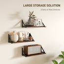 HOMCOM Set Of 3 Vintage Wall Shelves For Living Room Rustic Brown