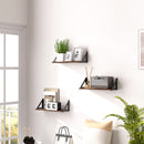 HOMCOM Set Of 3 Vintage Wall Shelves For Living Room Rustic Brown