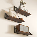 HOMCOM Set Of 3 Vintage Wall Shelves For Living Room Rustic Brown