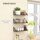 HOMCOM Set Of 3 Vintage Wall Shelves For Living Room Rustic Brown