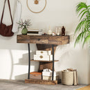 HOMCOM Console Table Hallway Table with Storage Shelves, Rustic Brown