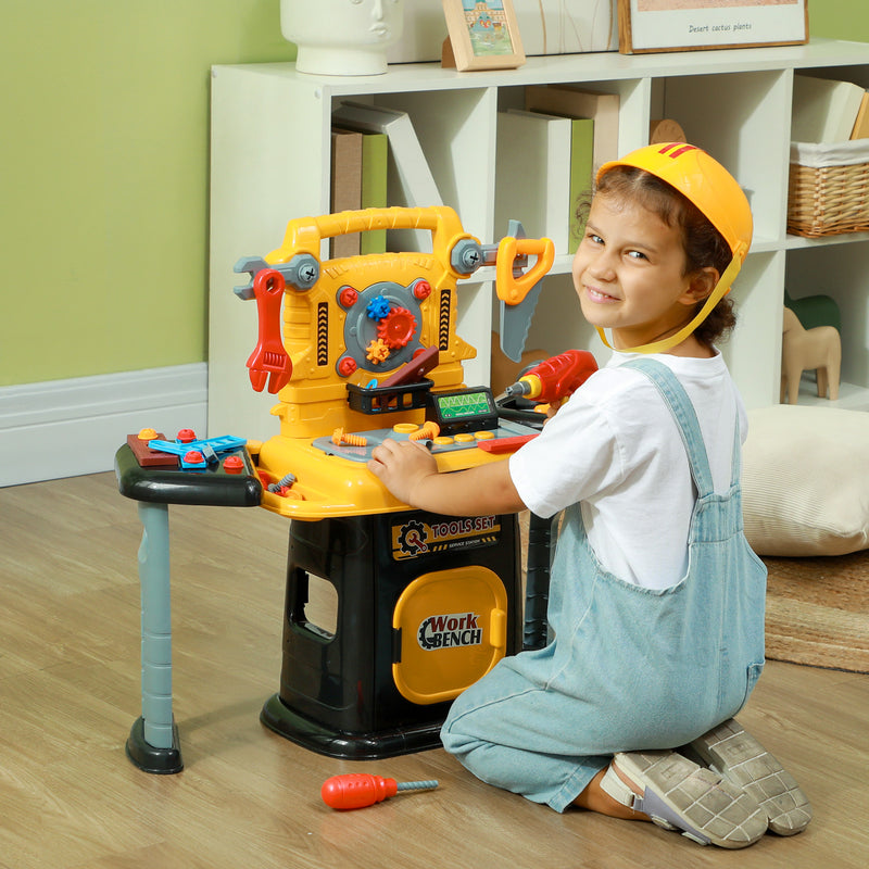 AIYAPLAY 102Pcs Play Tools Toy With Electric Drill, Storage, Yellow