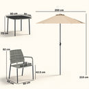 Outsunny 4 Seater Rattan Dining Set With Parasol, Light Grey