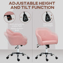 HOMCOM Fluffy Vanity Chair for Desk, with Height Adjustable, Wheels, Pink