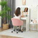 HOMCOM Fluffy Vanity Chair for Desk, with Height Adjustable, Wheels, Pink