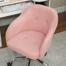 HOMCOM Fluffy Vanity Chair for Desk, with Height Adjustable, Wheels, Pink