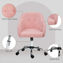 HOMCOM Fluffy Vanity Chair for Desk, with Height Adjustable, Wheels, Pink