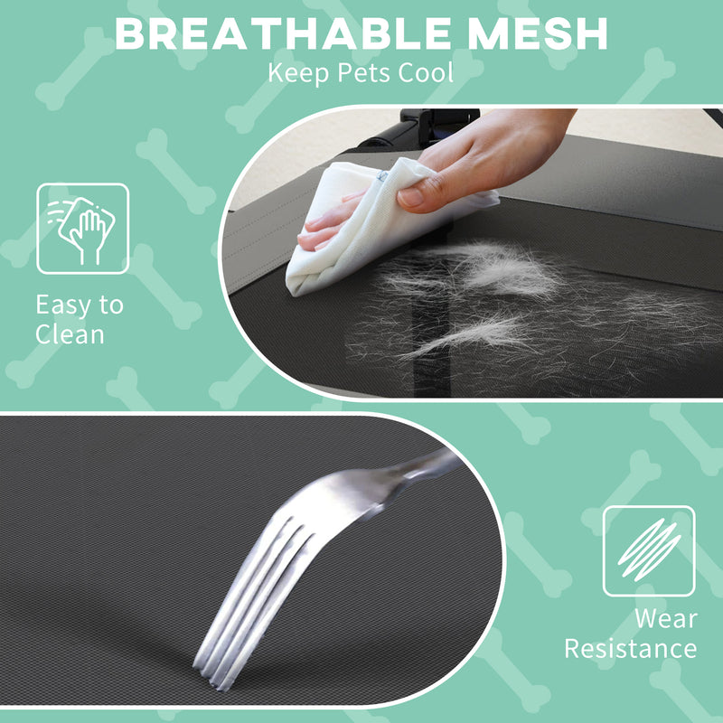 PawHut Cooling Raised Dog Bed w/ Breathable Mesh, Light Grey