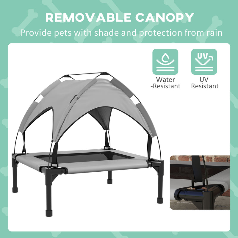 PawHut Cooling Raised Dog Bed w/ Breathable Mesh, Light Grey