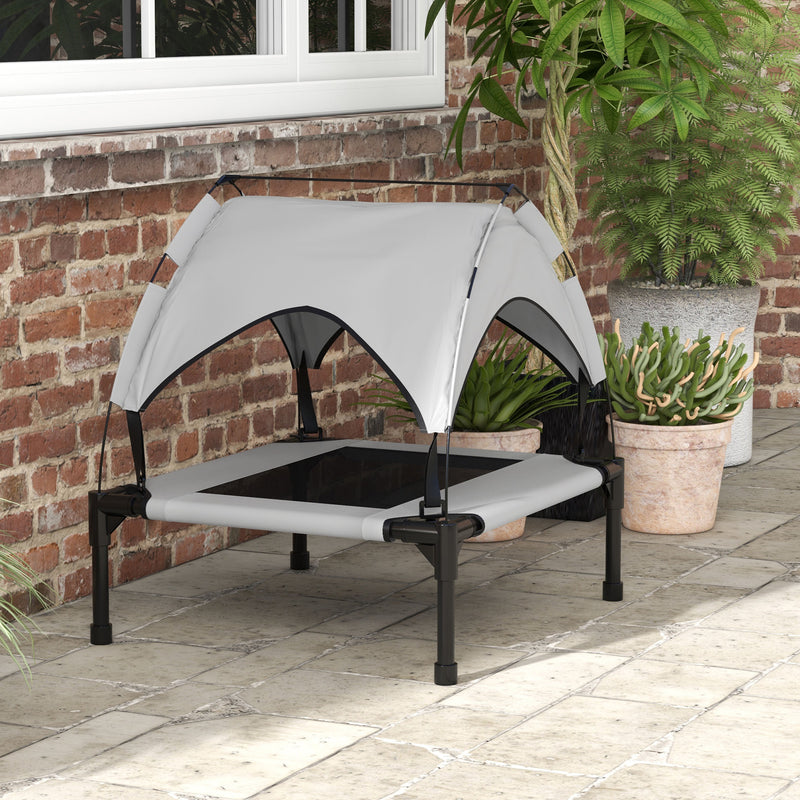 PawHut Cooling Raised Dog Bed w/ Breathable Mesh, Light Grey