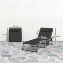 Outsunny Foldable Sun Lounger with Reclining Back and Padded Seat, Black