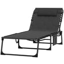 Outsunny Foldable Sun Lounger with Reclining Back and Padded Seat, Black