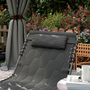 Outsunny Foldable Sun Lounger with Reclining Back and Padded Seat, Black