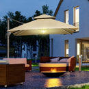 Outsunny 3 x 3(m) Cantilever Umbrella Power Bank Solar Cold Light Khaki