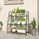 Outsunny 3-Tier Metal Plant Stand, Ladder Shelf Potted Plants Display