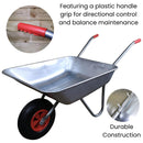 Samuel ALEXANDER 65 Litre 60kg Capacity Galvanised Metal Garden Cart Wheelbarrow - Heavy Duty Garden Wheelbarrows with Pneumatic Tyre