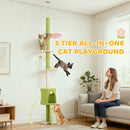 PawHut Floor To Ceiling Cat Tree Adjustable Height 220-240 Cm Cat Tower