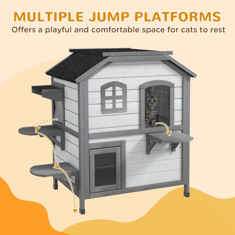 PawHut Kitten Condo With Openable Roof, Catio Enclosure Furniture, White