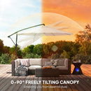 Outsunny 3 M Garden Cantilever Parasol With Cover, Rotation, Cream White