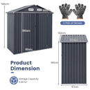 Galvanized Metal Tool House With 4 Vents And Lockable Doors-Dark Grey