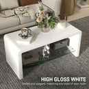 HOMCOM High Gloss Storage Coffee Table, Centre Table for Living Room, White