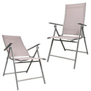 Set of 2 Outdoor Garden Patio Multi Position Reclining Folding Chair in Grey