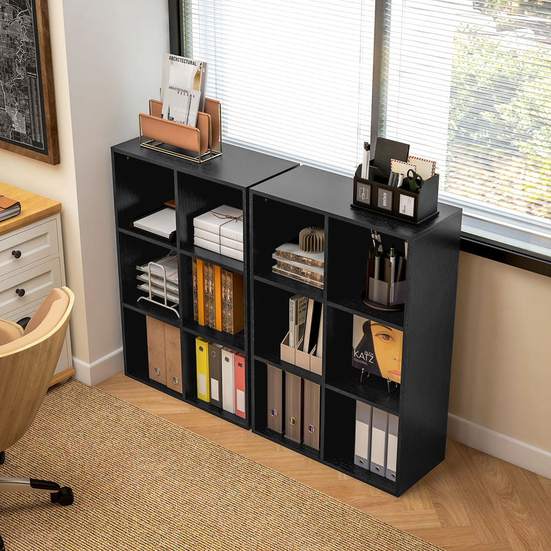 HOMCOM Cubic Cabinet Bookcase Storage Shelves for Home Office, Black