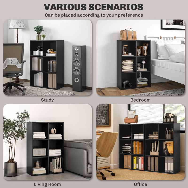 HOMCOM Cubic Cabinet Bookcase Storage Shelves for Home Office, Black
