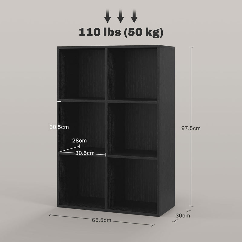 HOMCOM Cubic Cabinet Bookcase Storage Shelves for Home Office, Black