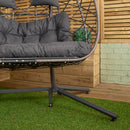 Samuel Alexander 2 Seater Hanging Garden Rattan Egg Chair With Steel Frame And Waterproof Cover In Grey