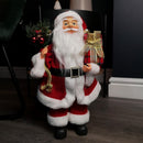 40cm Red Standing Santa Claus Indoor Decoration with Present and Green Sack