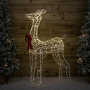 1.24m Light up Acrylic Christmas Deer Decoration with Red Bow and 880 Warm White LEDs