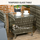 Outsunny 3 Pieces Rattan Bistro Set W/ Adjustable Backrest