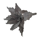 68cm Silver Velvet Poinsettia Stem with 2 Flowers Christmas Decoration