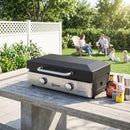 Outsunny 2 Burner Grill Griddle, Tabletop Gas BBQ With Grease Cup, Black