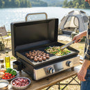 Outsunny 2 Burner Grill Griddle, Tabletop Gas BBQ With Grease Cup, Black