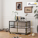 PawHut 100cm Dog Crate Furniture Dog Cage End Table Indoor w/ Doors, Cushion