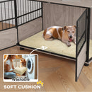 PawHut 100cm Dog Crate Furniture Dog Cage End Table Indoor w/ Doors, Cushion