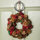 Hanging Christmas Wreath with  Berries and Pinecones